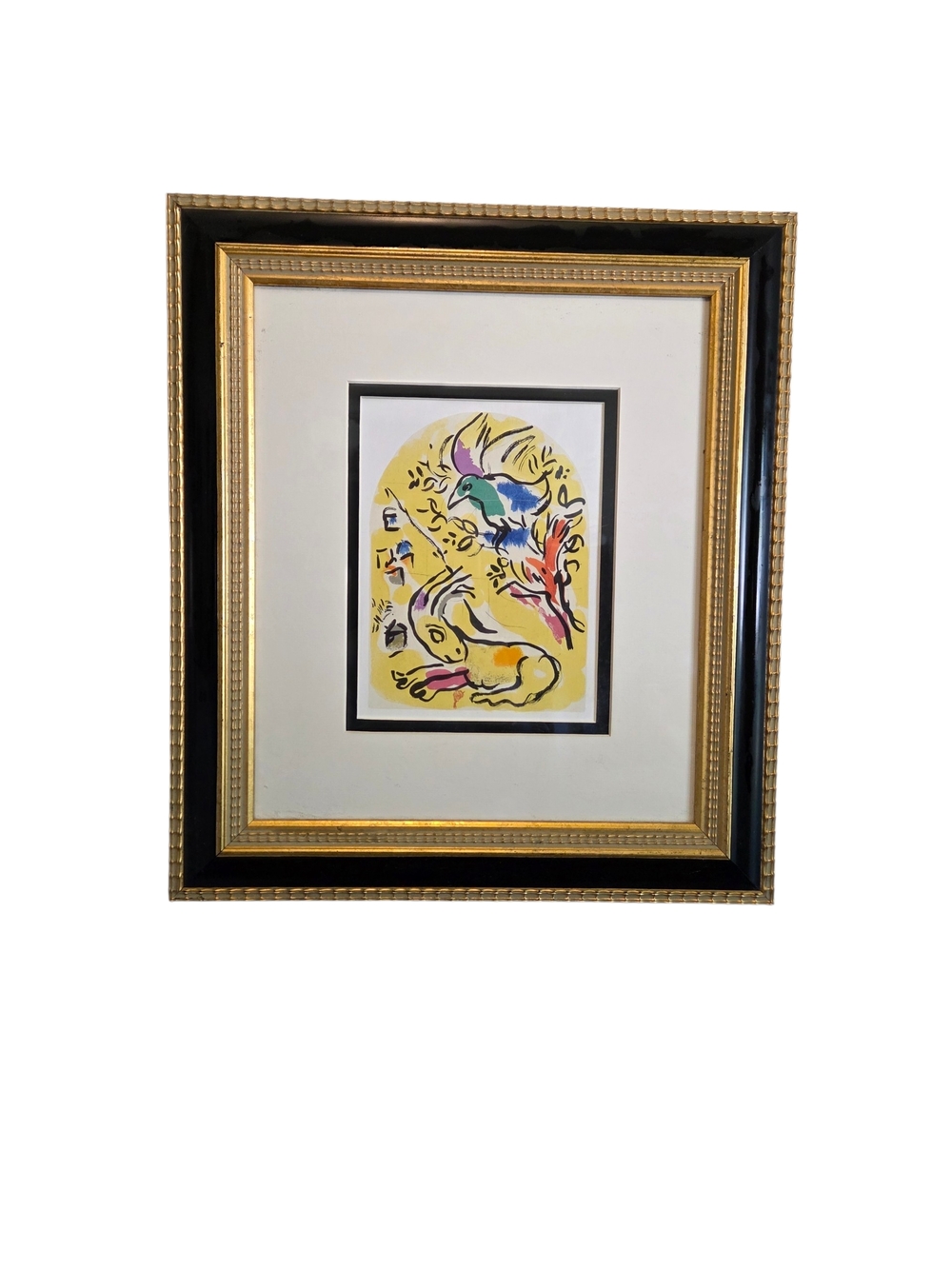Framed Yellow Abstract Bird Art Print - Unbranded